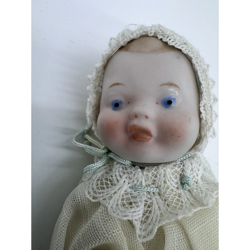 Vintage Porcelain Bisque Newborn Baby Doll in an‎ Original Shackman Japan